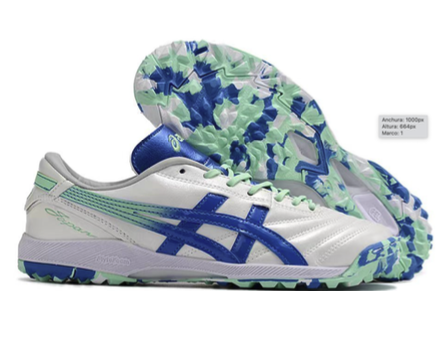 1. Asics TF – Blanco/Verde Floral/Azul